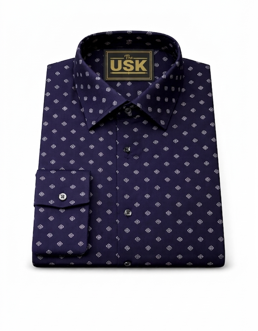 Navy Hexagon Print Shirt