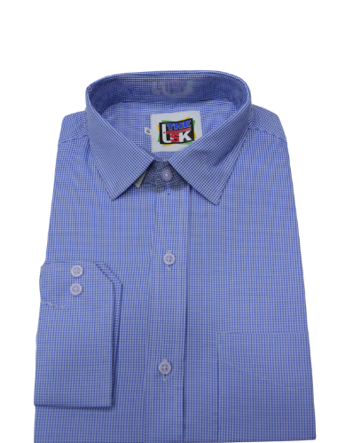 White & Blue Micro Check Shirt